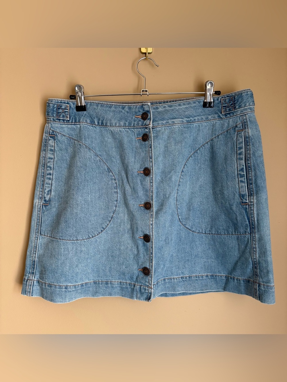 American Eagle Soft A-Line Super High-Rose Denim Skirt